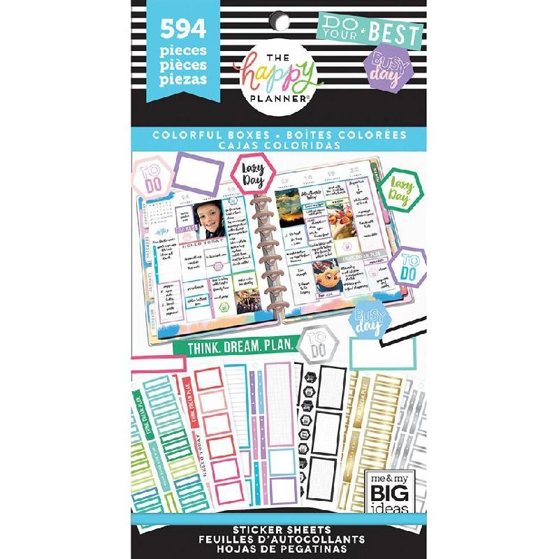 Happy Planner Colorful Boxes Sticker Book 594 pcs