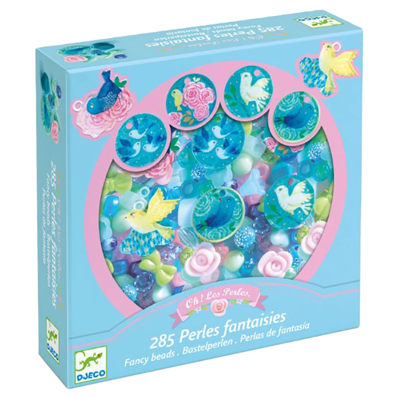 DJECO Birds Fancy Beads - 285 beads 6m thread