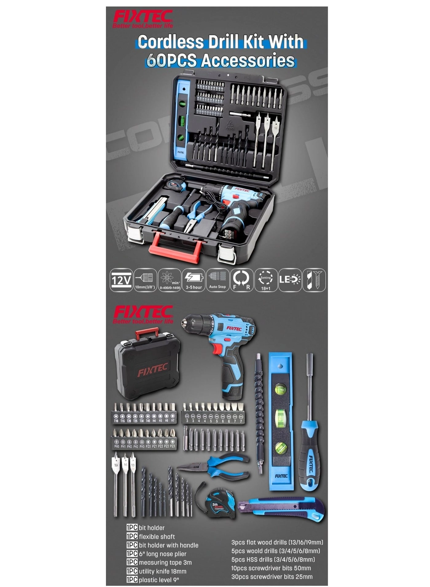 Cordless Drill Kit - 1500mAh