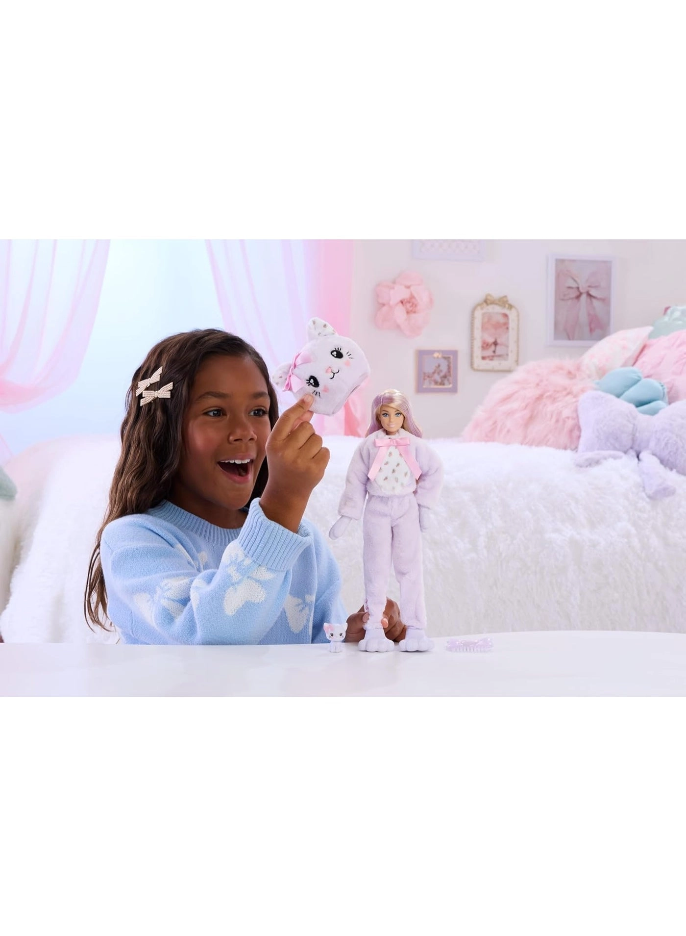 Barbie Cutie Reveal - JJP64 + Cuddly Series Kitten - 10 Surprises
