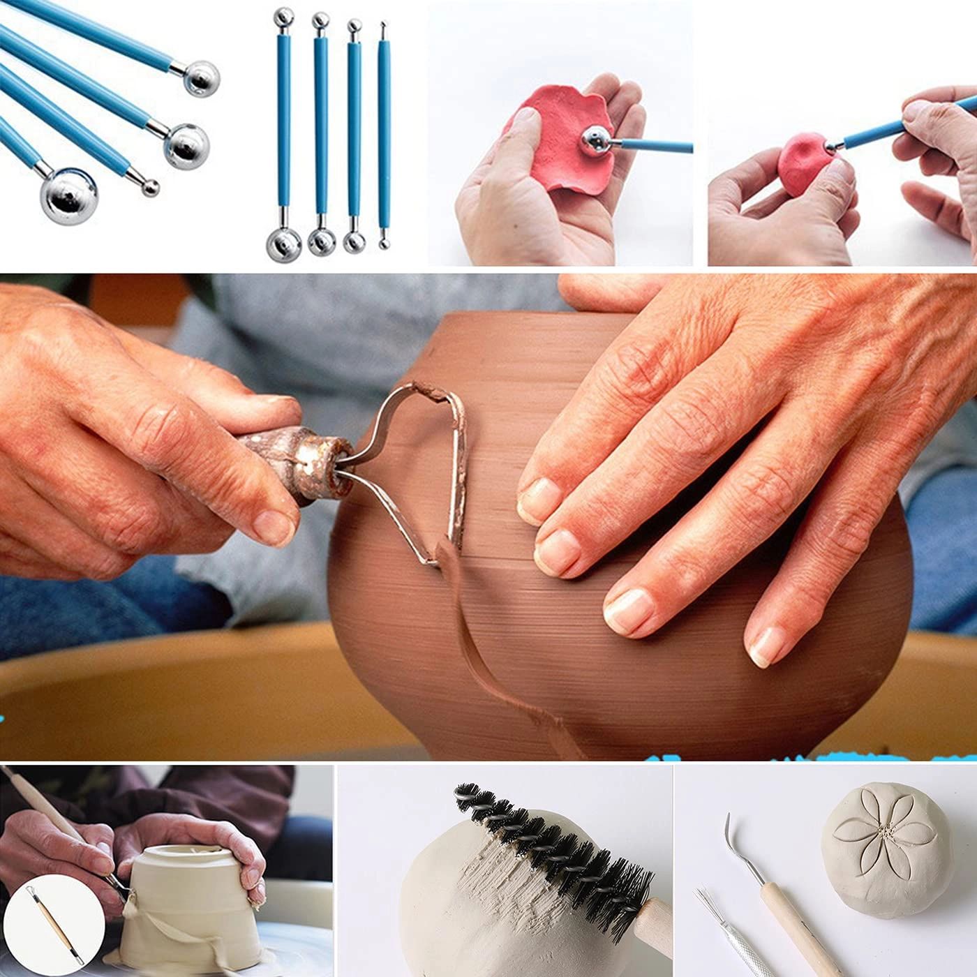 Natural AirDry Modeling Clay - 4540g + Pottery Sculpting Tool Set 40pcs.