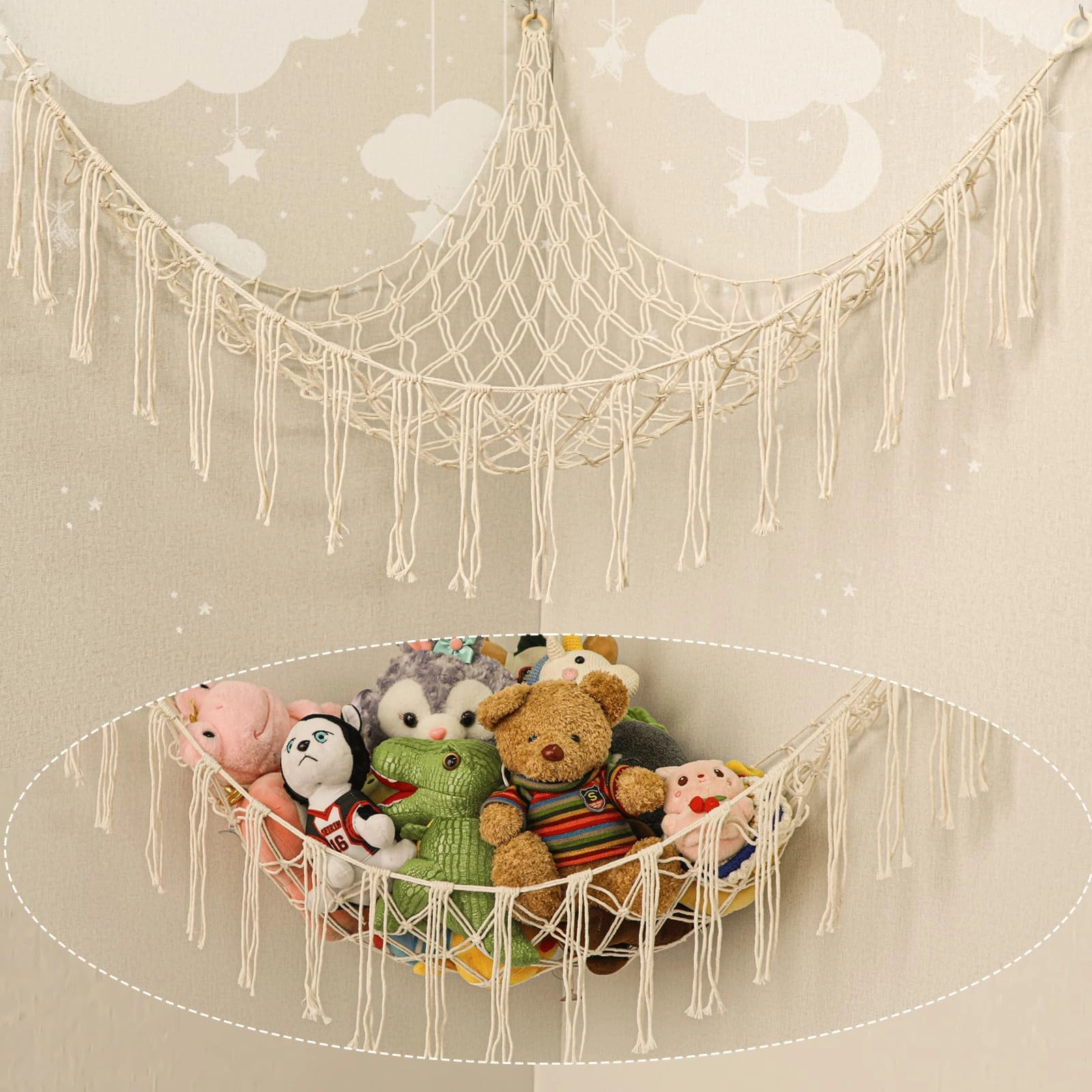 yelienm Stuffed Animal Net - Adjustable White L