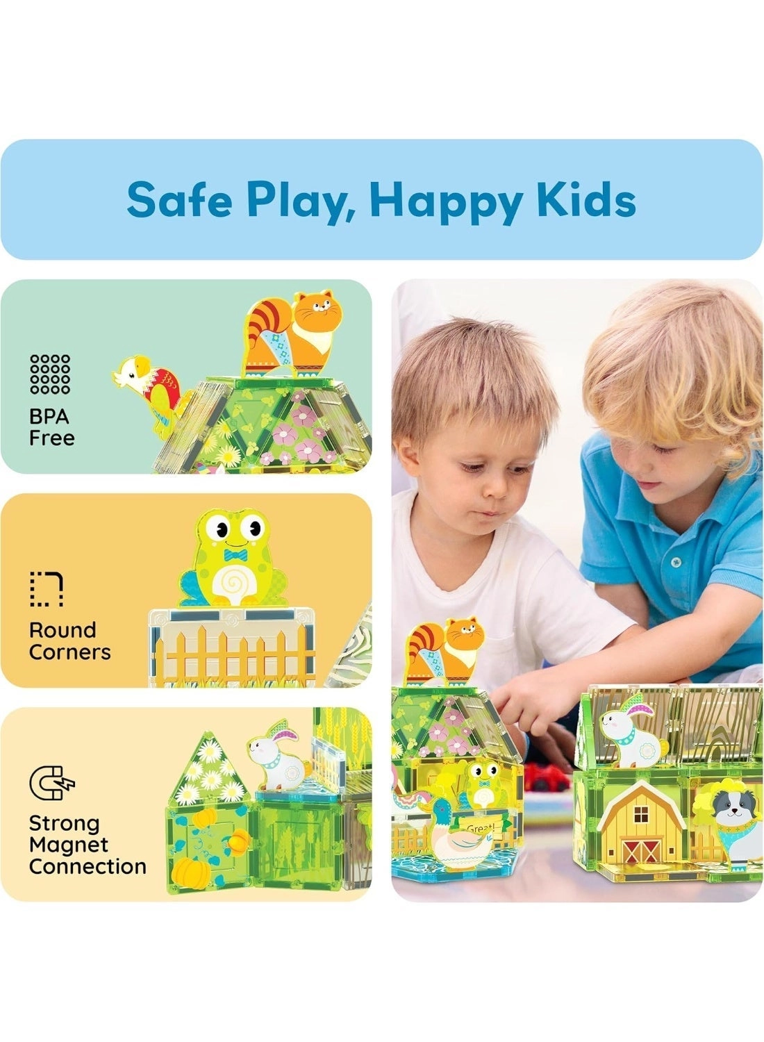 Magnetic Tiles Building Toy Set - Farm Animal 26 pcs