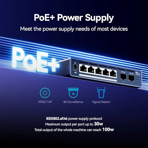 5*2.5G PoE RJ45 2*10G SFP+(Unmanaged) - 5-ports