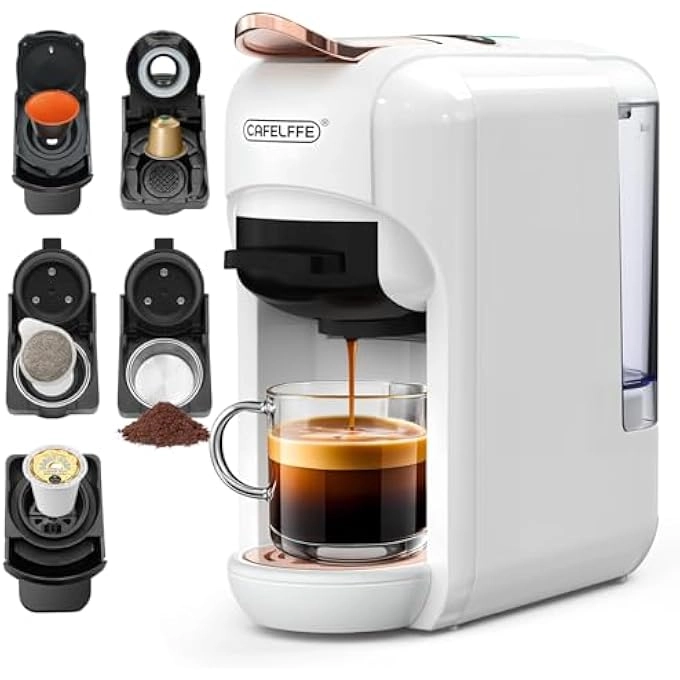 5-in-1 Automatic Capsule Coffee Machine - Hot & Cold, 7-Level LED, Multi-Capsule Compatible