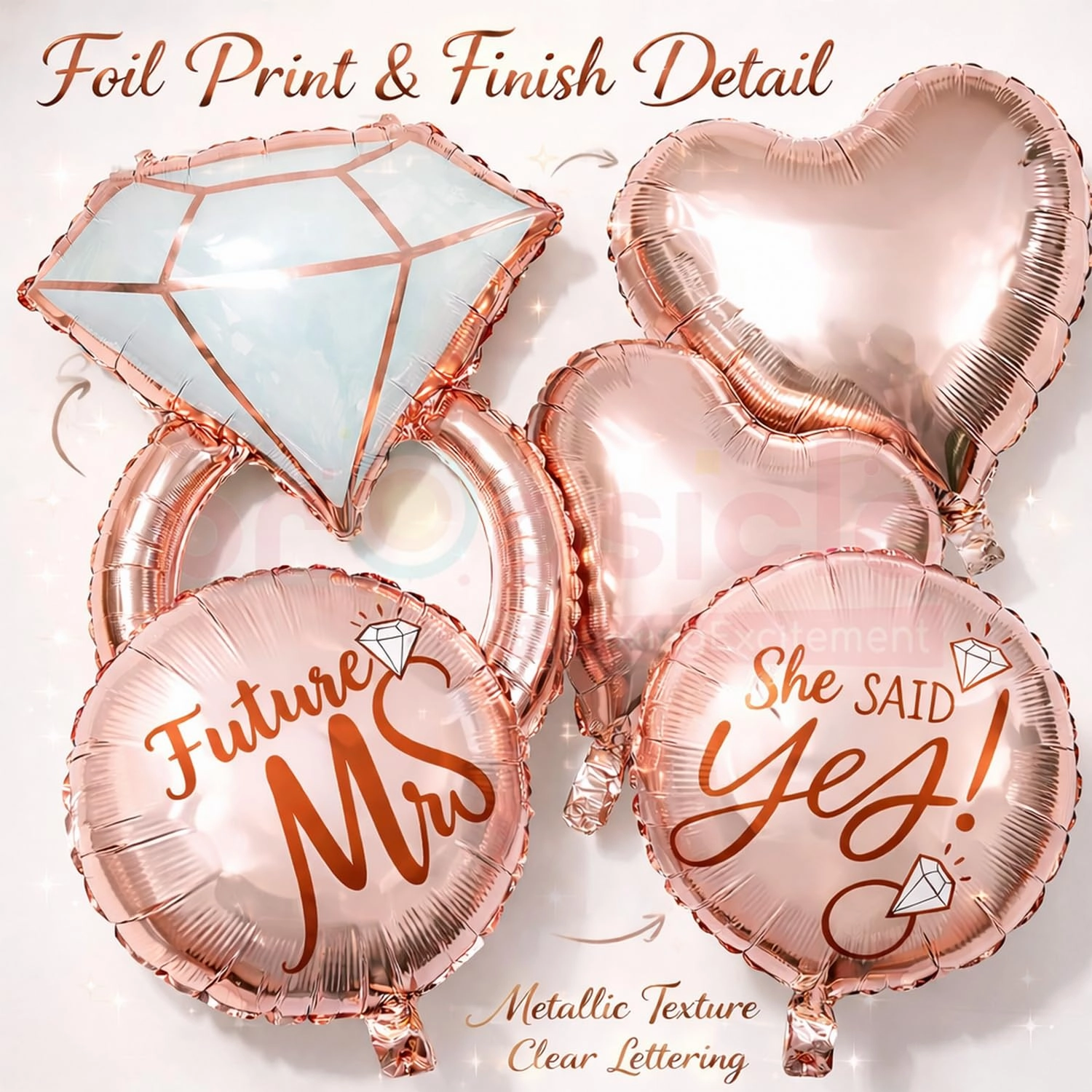Rose Gold Ring Foil Balloon Pack - Pack of 5 Party Decoration
