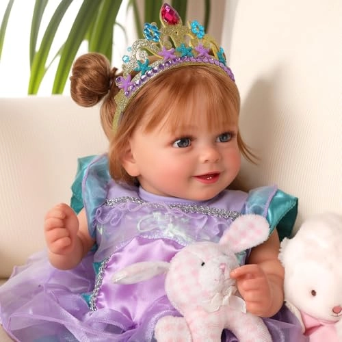 Reborn Baby Doll - 18 Inch Vinyl Brown Hair Ages 3+