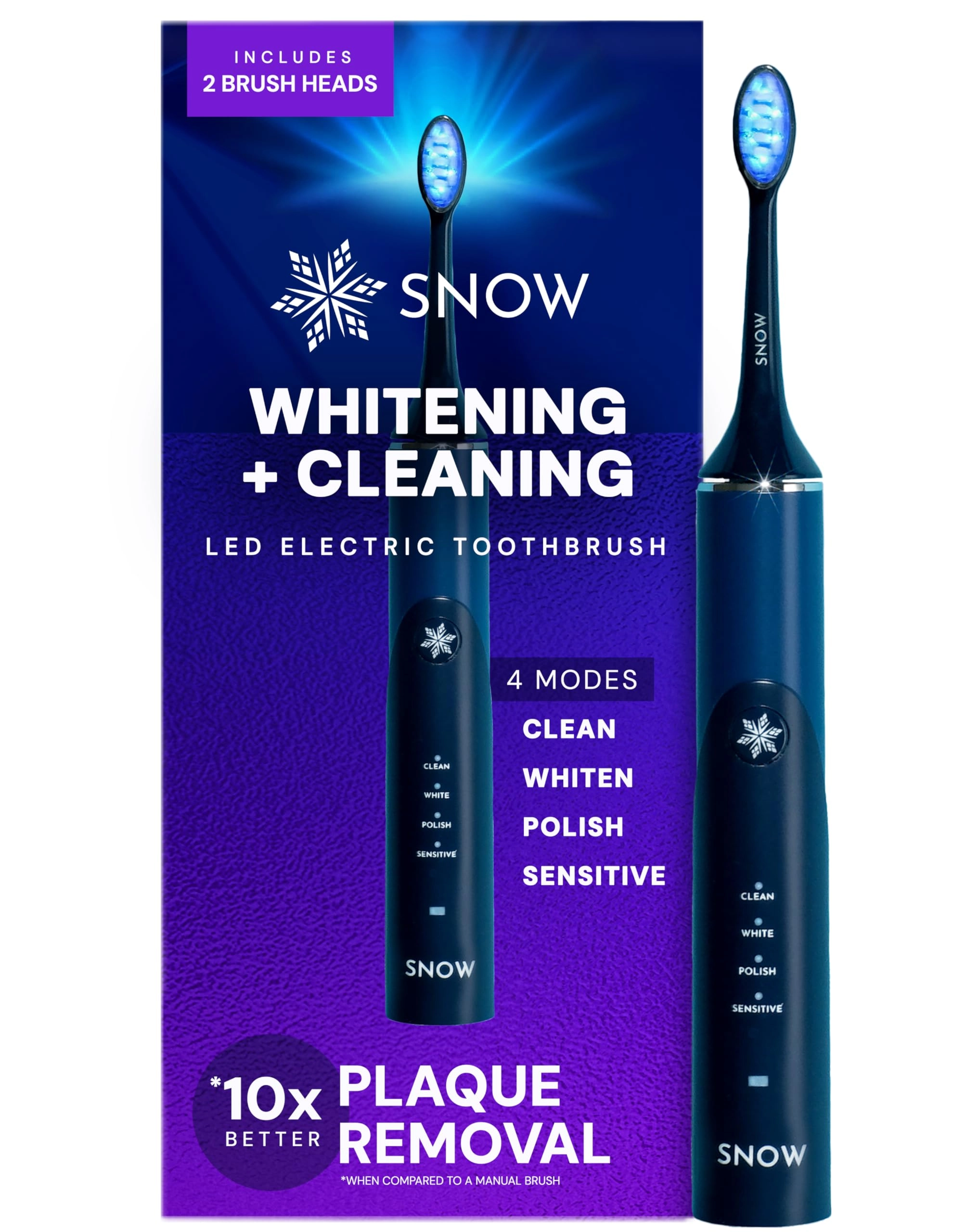 Snow LED Whitening Electric Toothbrush - Polar Blue Rechargeable 14-day battery life