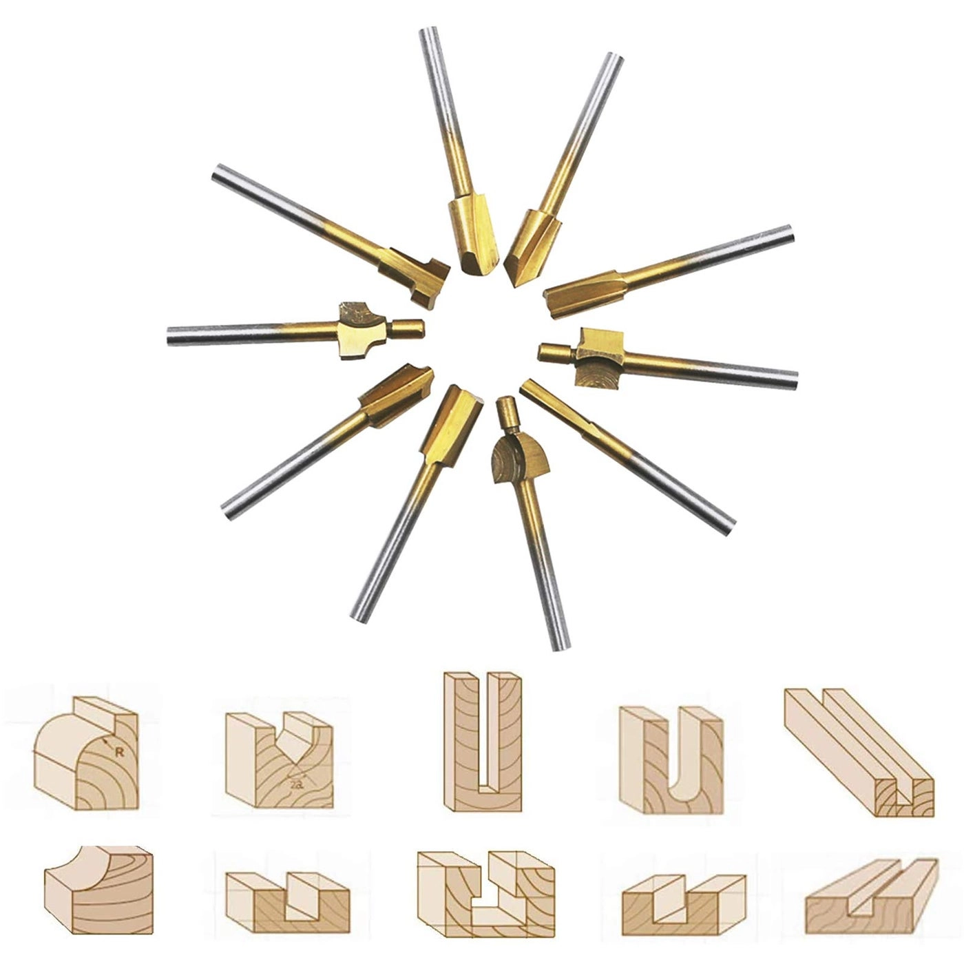 Router Carbide Engraving Bits - 1/8"(3mm) 10Pcs