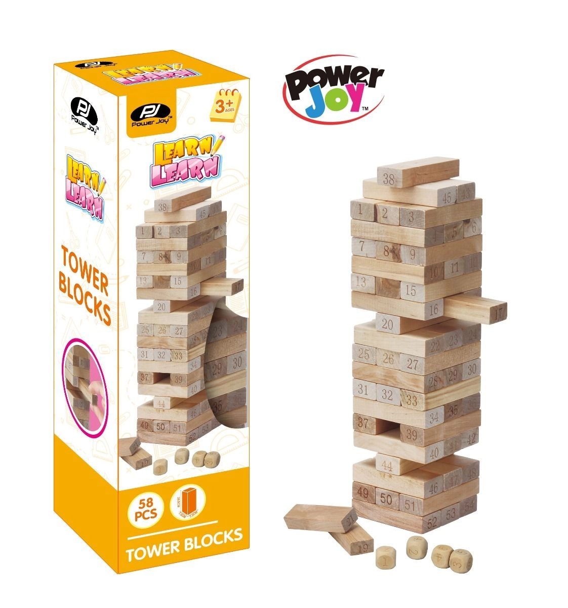 Power Joy Wooden Tower Blocks - 54 pcs