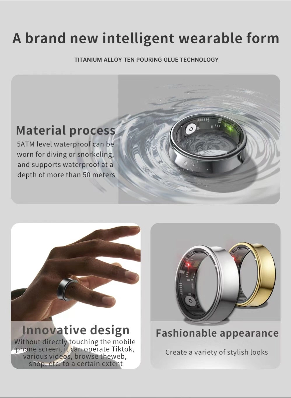 Smart Health Ring - Gold 24-hour Health Monitoring