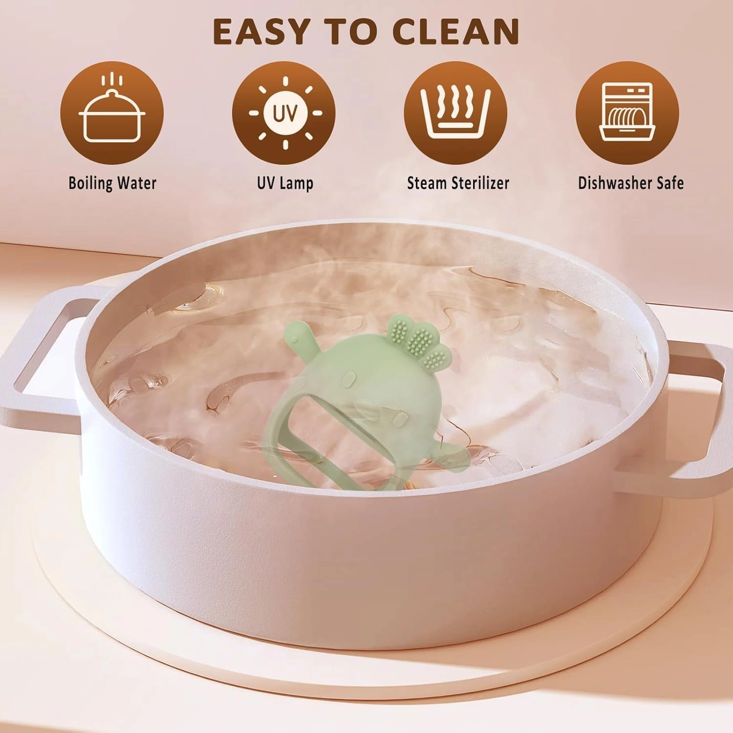 2 in 1 Teether - Beech Wood, Silicone