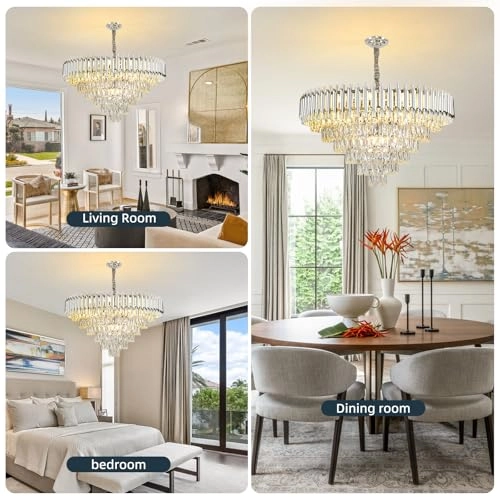 Chrome Crystal Chandelier - Dimmable