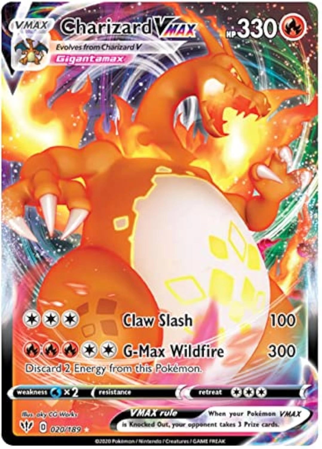 Crystalcommerce Pokemon Charizard VMAX 020/189 - Single Card