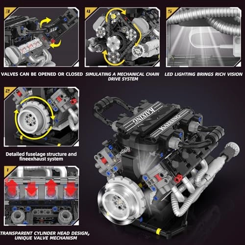 Electric Mini V8 Engine Kits Engineering - 8 - 14 years 675 pieces