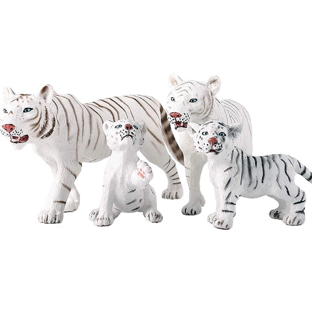 JOKFEICE White Tiger Family - Tiger Figures - Action,Animal,Forest,Train (5 cm) (FLM-10095W)