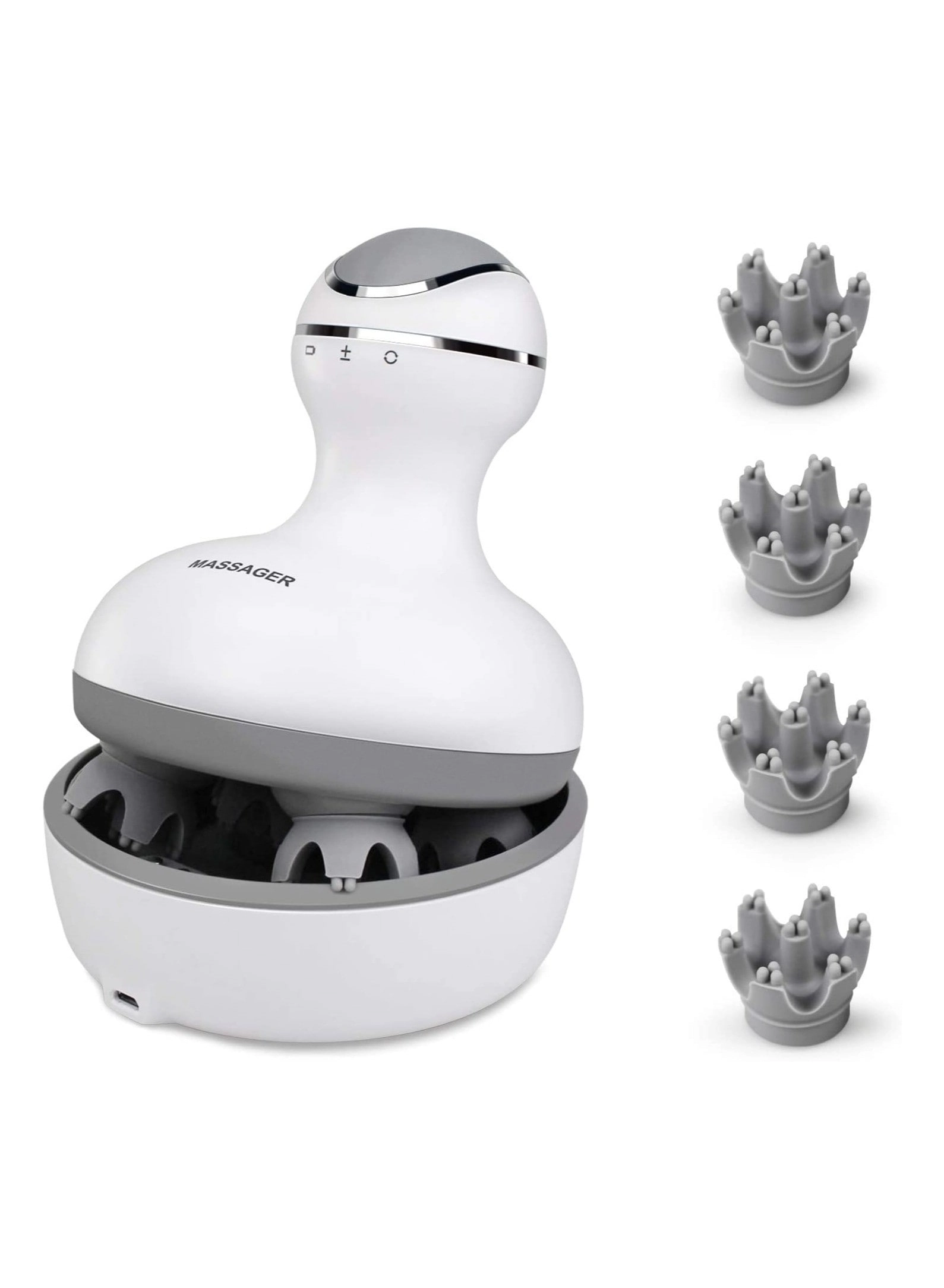 ZOOMEE STORE Electric Scalp Massager - Cordless 4 Replacement Massage Heads