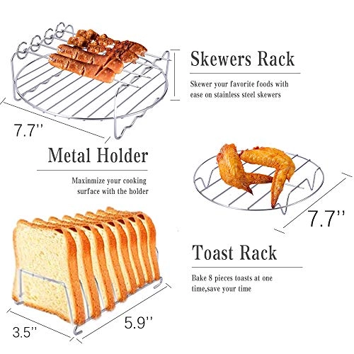 Air Fryer Accessories - Aluminum, Plastic, Stainless Steel 8inch-5pcs