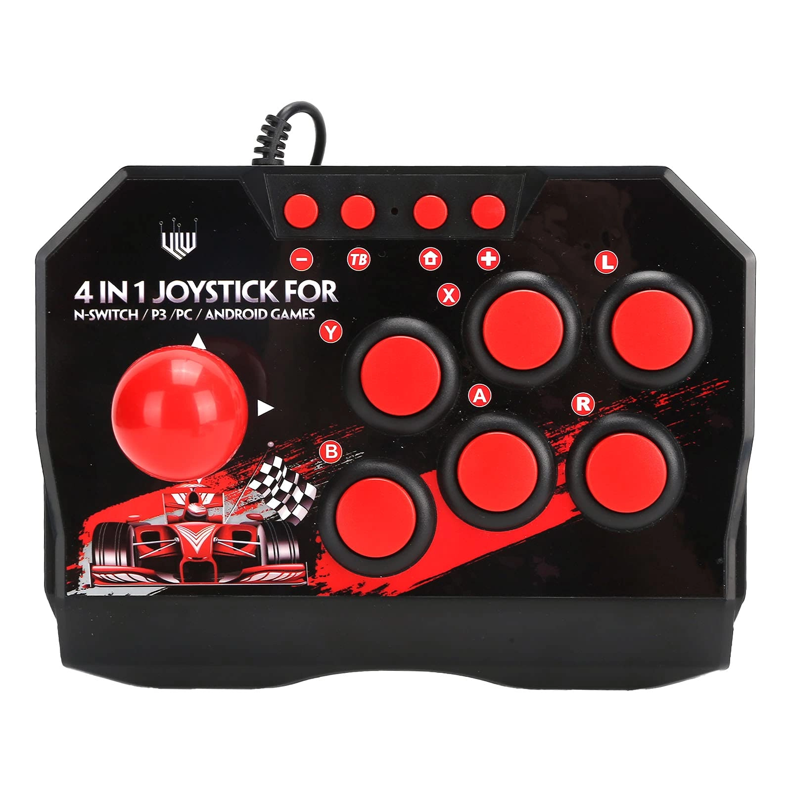 Switch/PC/PS3/Android Arcade Fight Stick - Black and Red