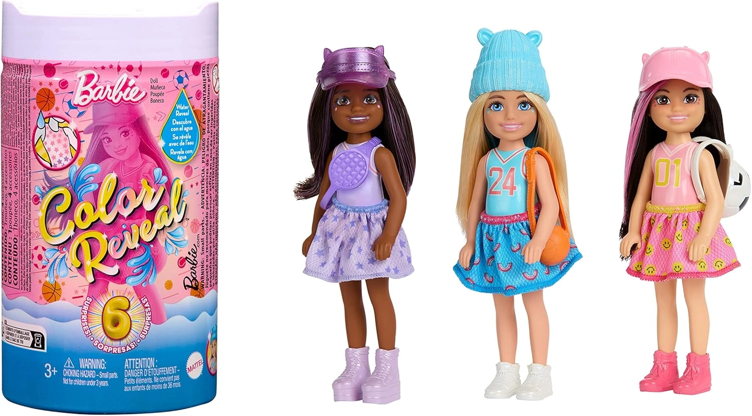 Barbie Color Reveal Sporty Series Chelsea - 6 Surprises Multicolor Ages 5+