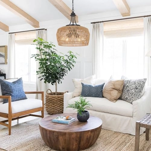 Rattan Chandelier - 19.7 to 80(MAX) inches