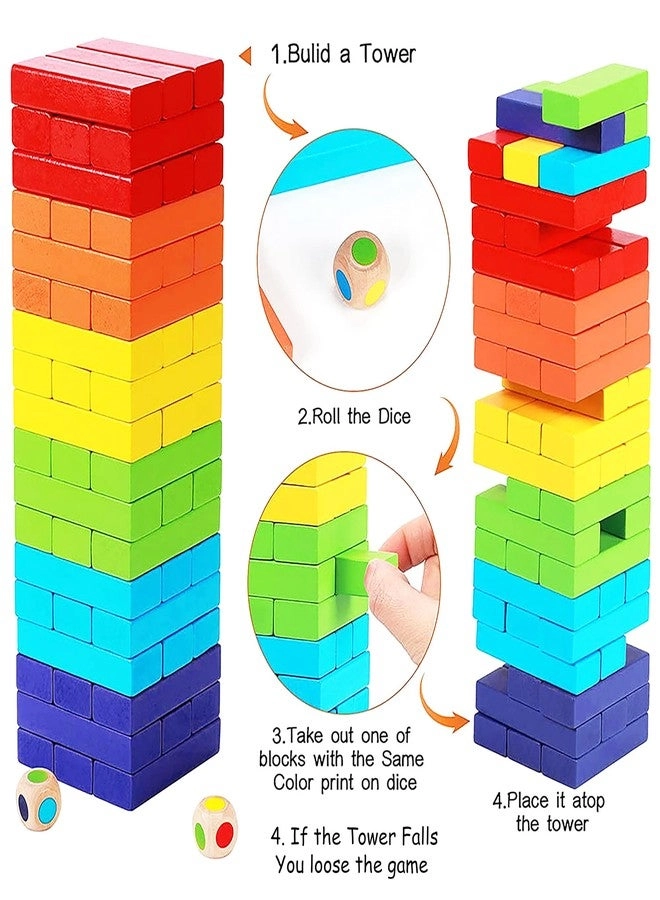 Stacking and Balancing Wooden Blocks - 48 Pcs