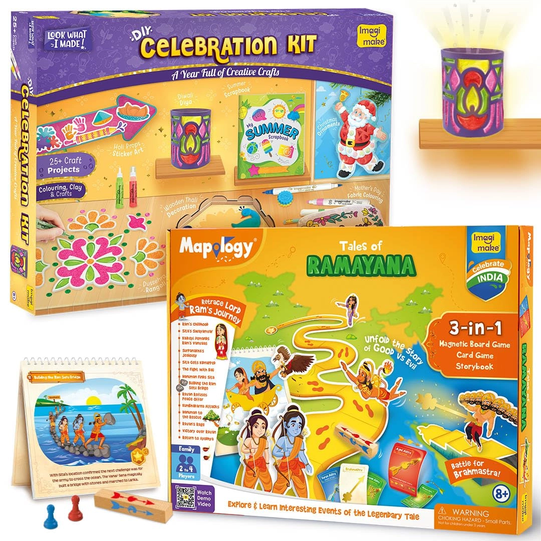 Imagimake Play Solutions Pvt. Ltd DIY Celebration Kit + Mapology Tales of Ramayana - 13 piece(s)