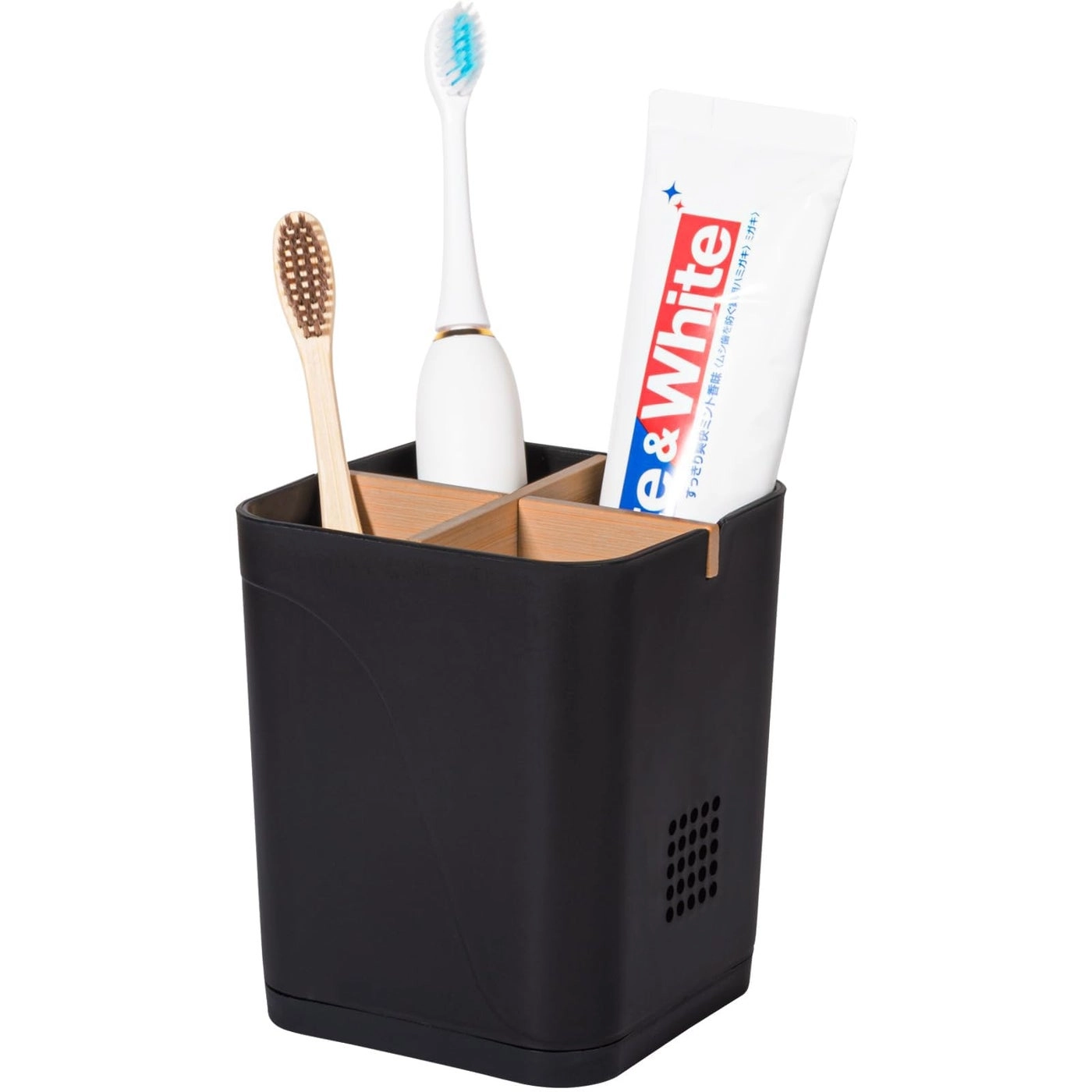 Bamboo Toothbrush Holder - 4 Slots White