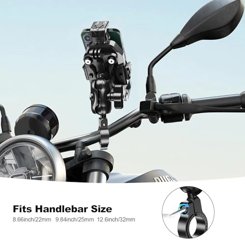 Anti-Theft Motorcycle Phone Mount - Handlebar 360 Rotation 4.0-7.0 Inch Smartphones