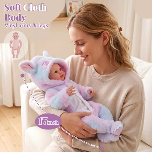 Reborn Baby Doll - 17 Inch Soft Fabric Body Baby Girl Ages 3+