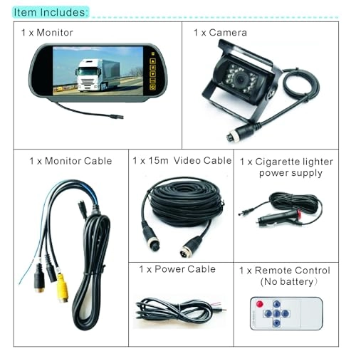 4Pin Rearview Camera - Night Vision 628x586pixles + 7" TFT LCD Monitor - 800x480