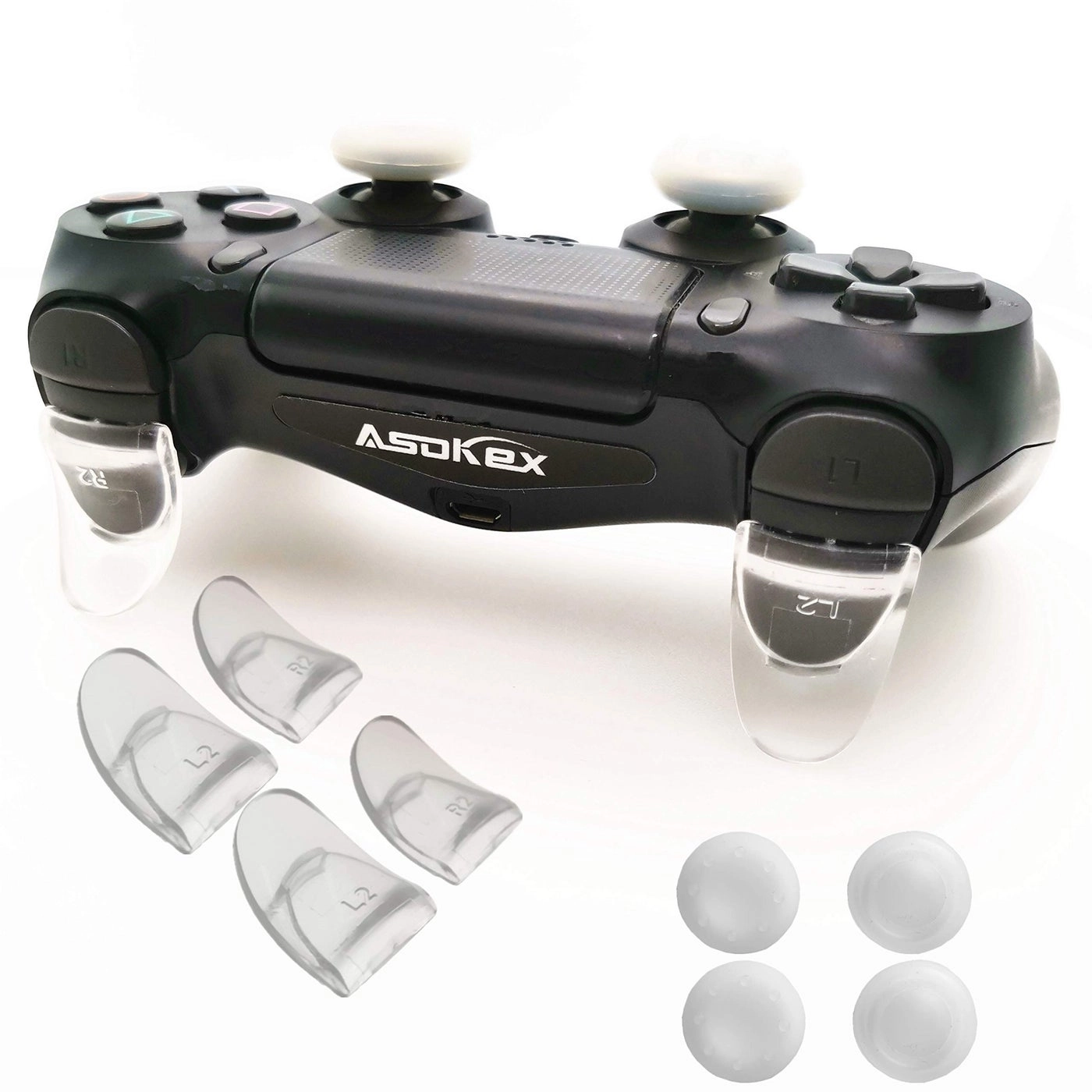 L2 R2 Ps4 Trigger Extenders - 2 Pairs 4pcs Joystick Cap Green