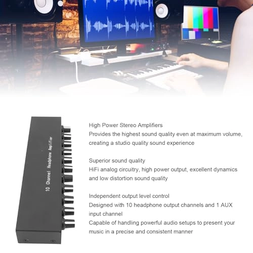 10 Channel Headphone Amplifier - Portable Built in Equalizer
