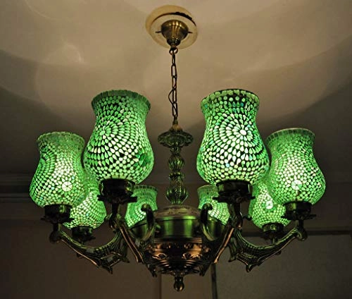 Mosaic Glass Chandelier - 8-Light Multi-colored