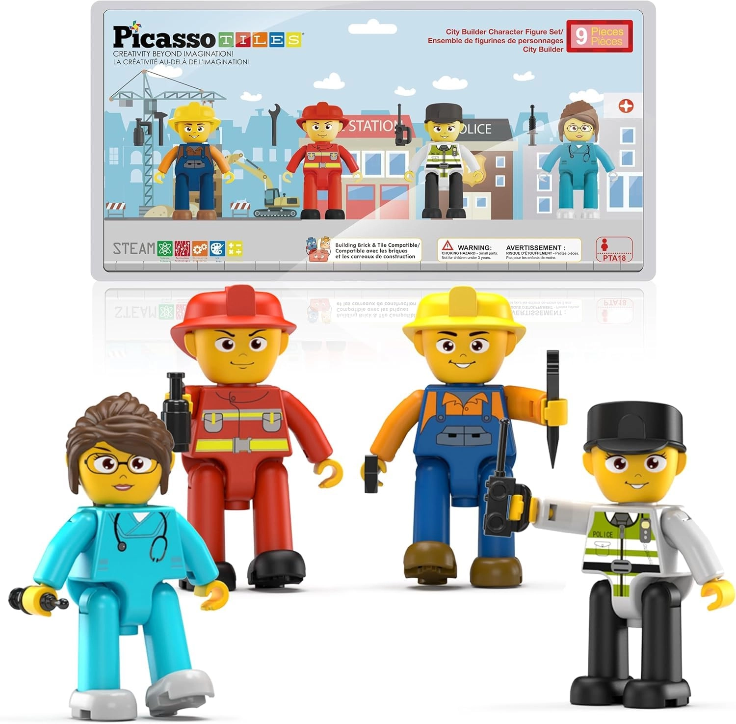 PicassoTiles Astronaut Character Figures - career themed Astronaut 4pcs