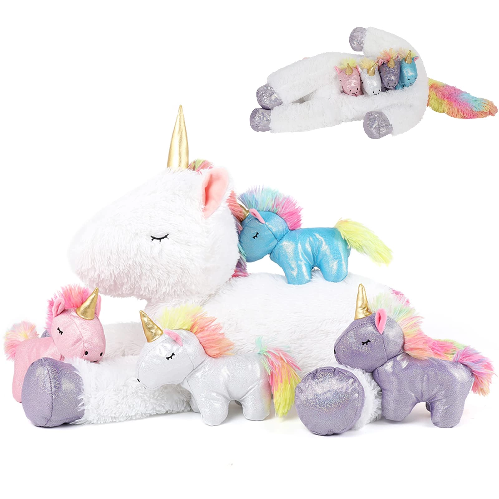 tezituor Unicorn Mommy and Babies Set - 24-inch 5pcs