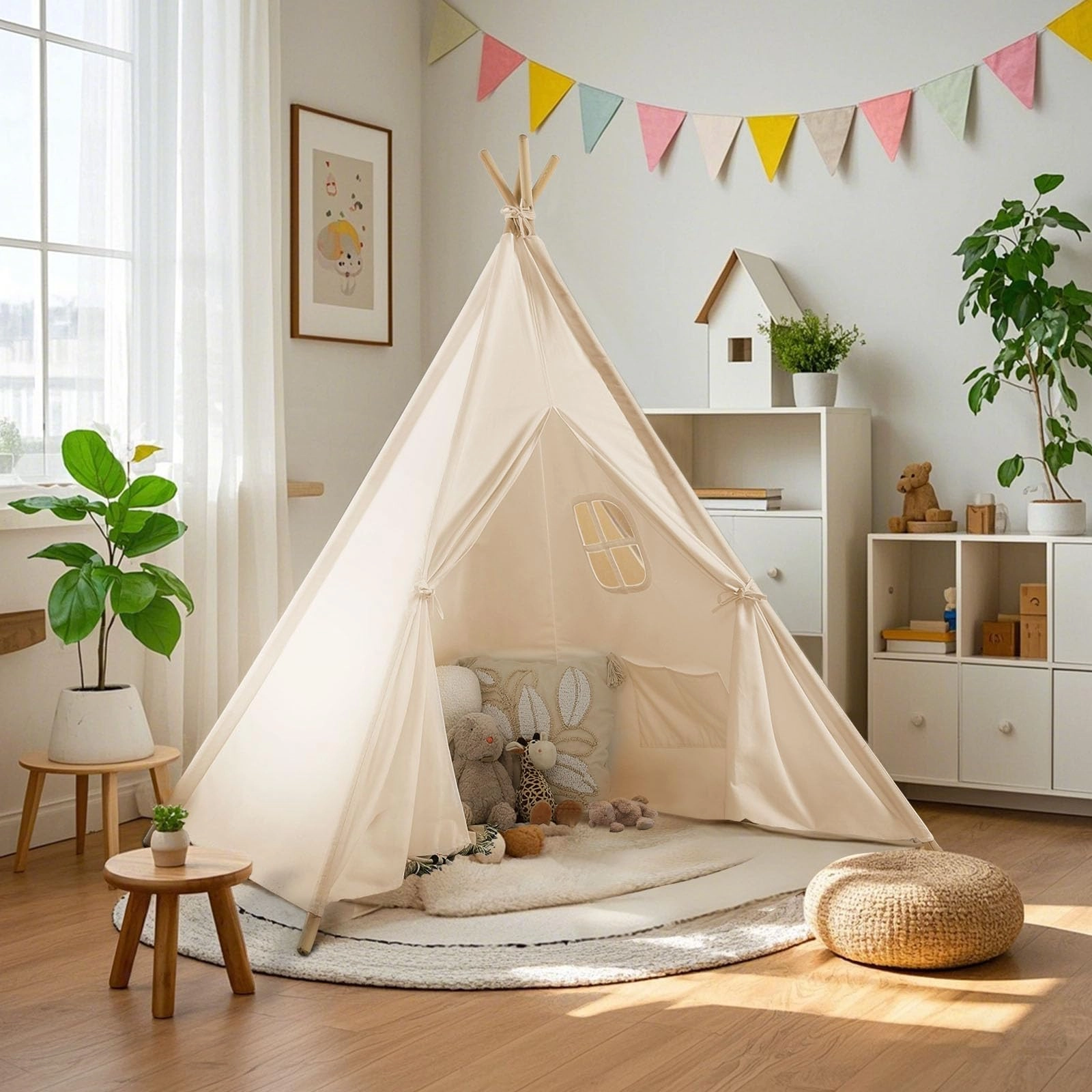 Wilwolfer Teepee Tent - 47 x 47 x 59 inches White