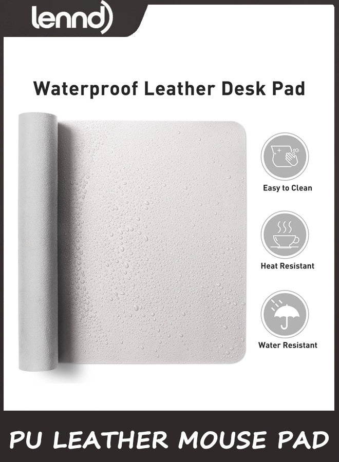 Non-Slip Large PU Leather Office Mouse Pad - 80x40 cm