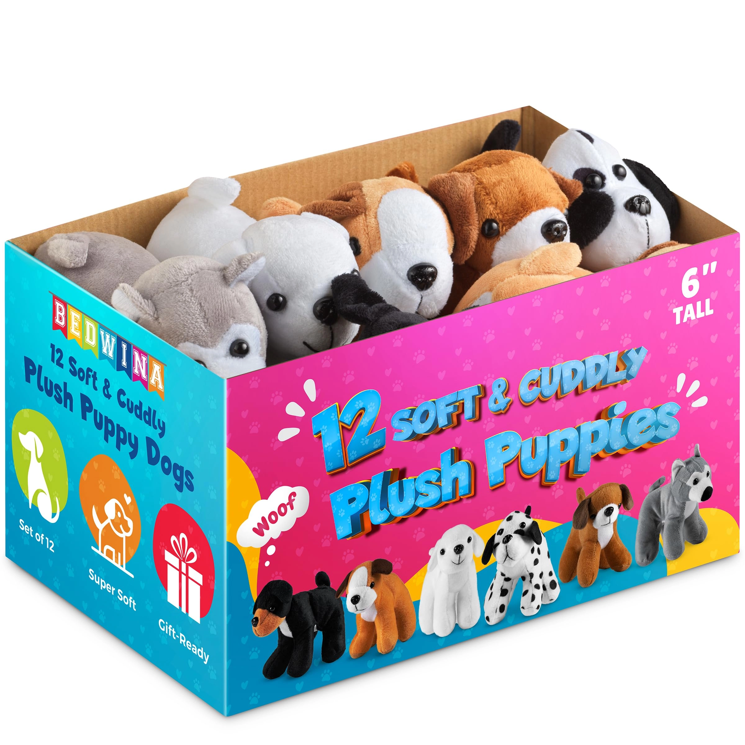 Bedwina Plush Puppy Dogs - 6 Inches Pack