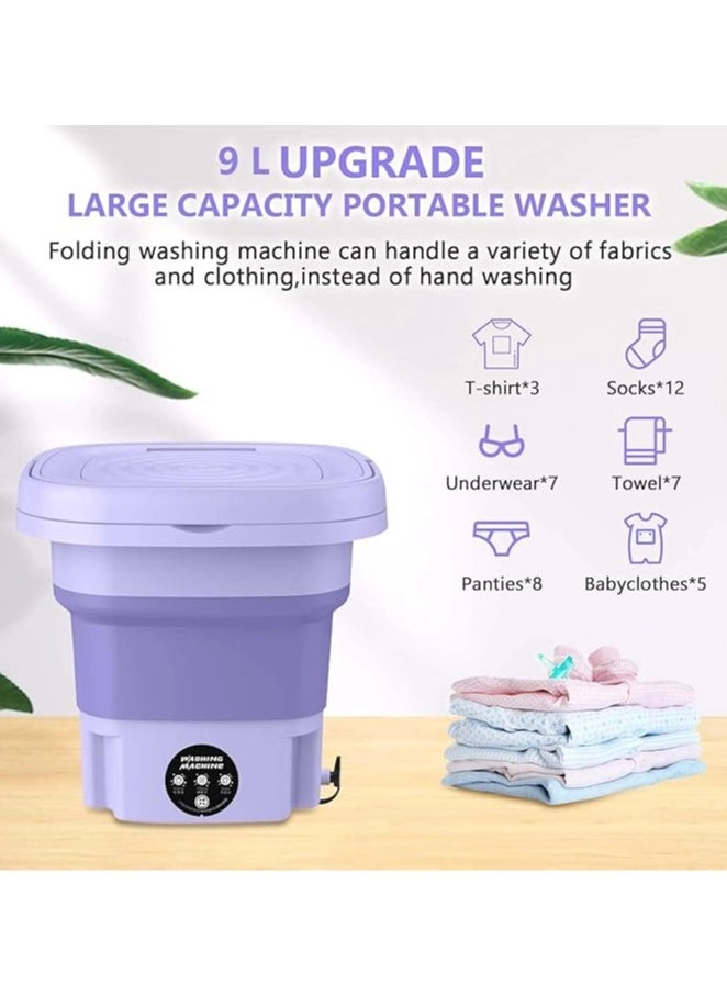 Portable Washing Machine, Portable Washer,8L, Mini Washing Machine, Foldable,Small Washer for Baby Clothes, Underwear or Small Items, Camping&Travel Laundry, Small Size,Space Saving(purple)