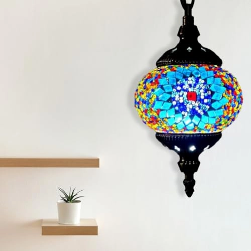 Moroccan Turkish Mosaic Pendant Ceiling Lamp - E27 13cm 80cm