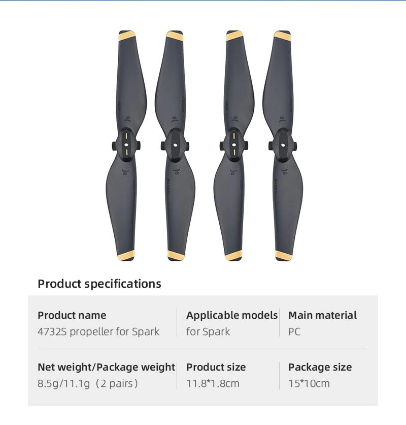 Replacement Propeller - For Spark 2pair black gold