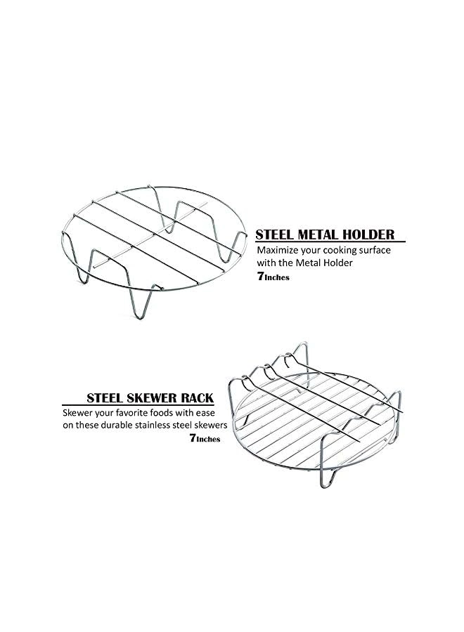 Non-stick Barrel/Pan + Metal Holder + Multi-Purpose Rack + Skewers + Silicone Mat - Non-stick SET OF 5