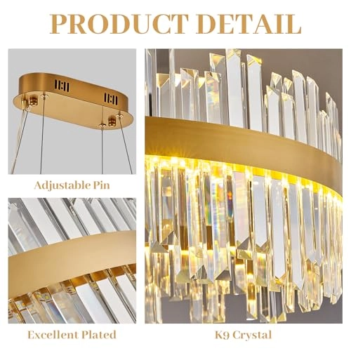 Rectangle LED Crystal Chandelier - 3 Colors Dimmable