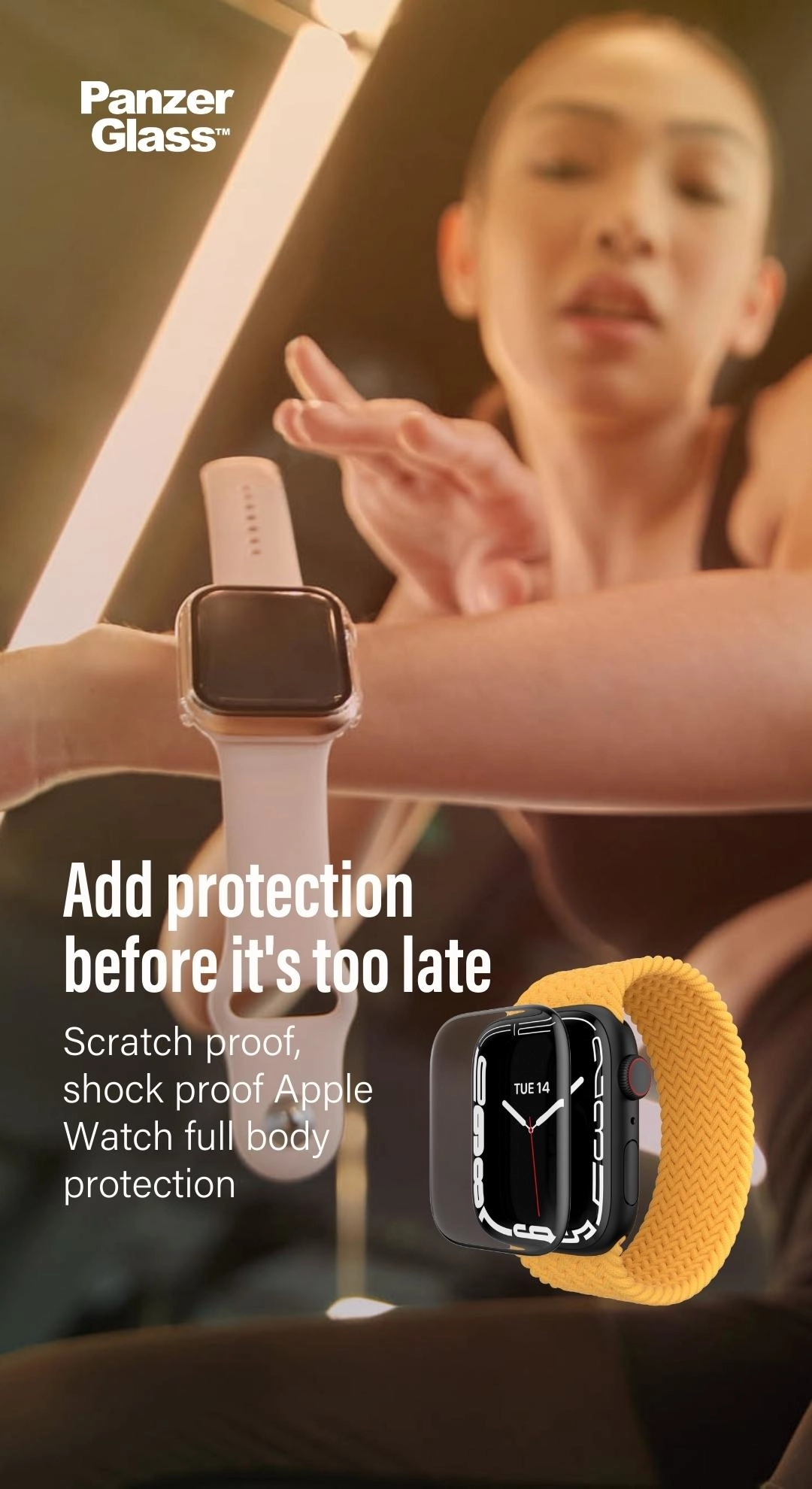 Screen Protector for Apple Watch SE 44mm - Super+ Glass Black