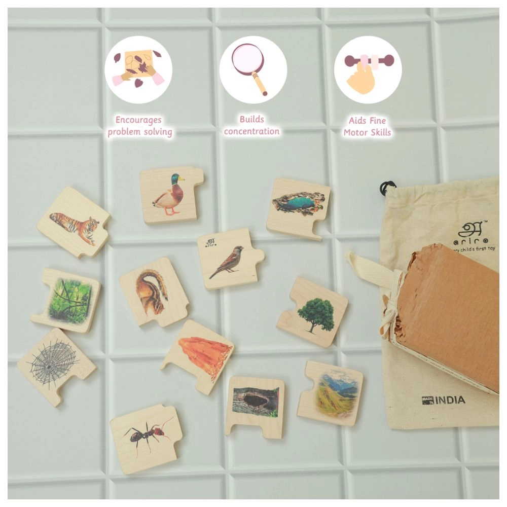 Chunky Wooden Puzzle - Animal Home - Suitable for 18 months & above 16 pieces