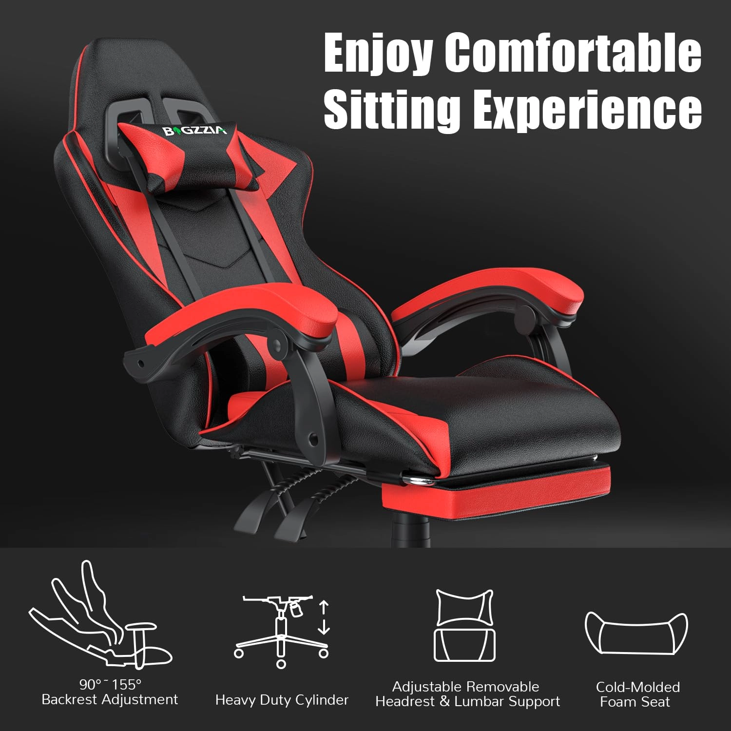 gaming chair - Red With Footrest