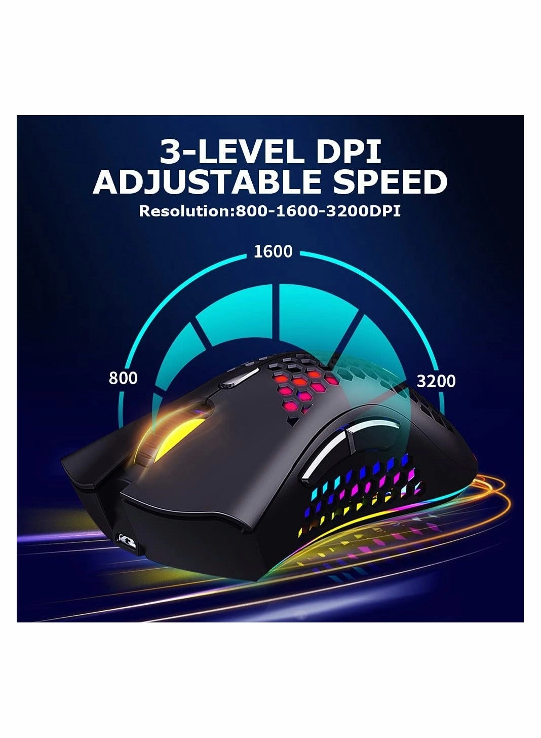 Ergonomic RGB Wireless Gaming Mouse - Wireless