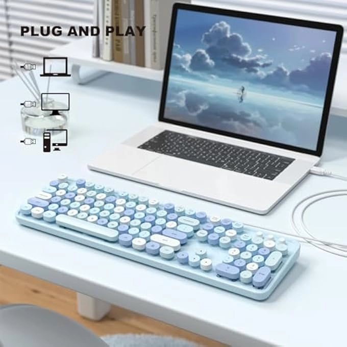 Ergonomic Wireless Rechargeable Bluetooth Keyboard - Wired/Wireless