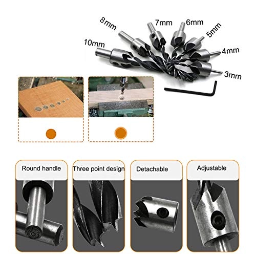 Woodworking Chamfer Drilling Tool - 1/4in hex shank 23-Pack
